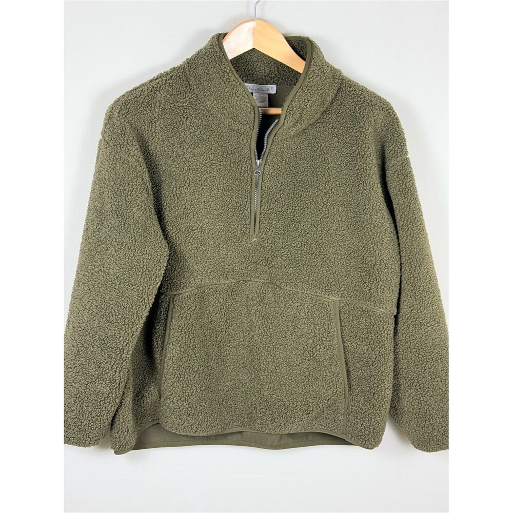 Keren Hart Olive Sherpa Quarter Zip Pullover XL